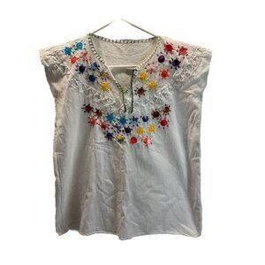 Handmade Hispanic Mexican Culture Top Multi color Embroidered festive Boho Small